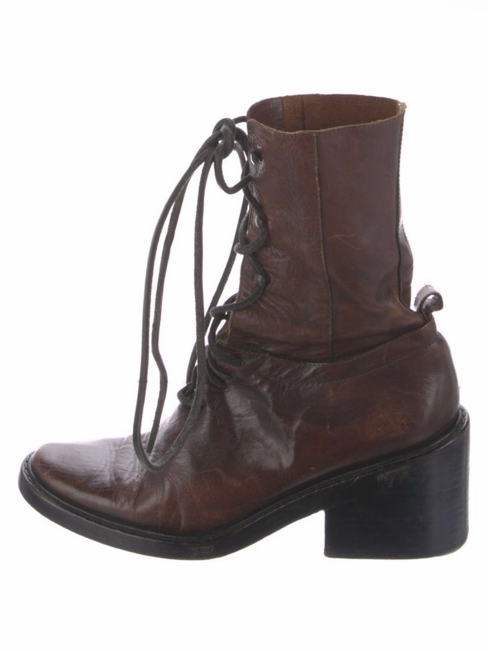 [ARCHIVE] Ann Demeulemeester 90s Vintage Mid-Calf Lace-Up Combat Boots